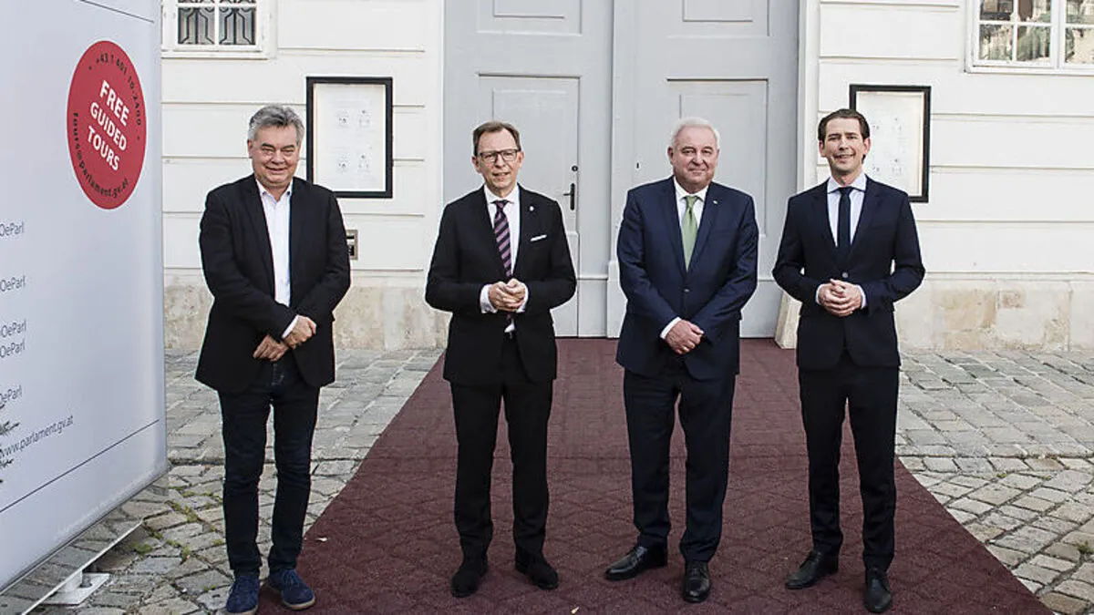 3 Steirer und 1 Kanzler: Kogler, Buchmann, Schützenhöfer und Kurz