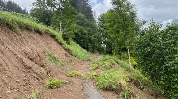 In der Ortschaft Unteralm in der Gemeinde Stockenboi wurden Straßen vermurt, zwei Höfe sind abgeschnitten.