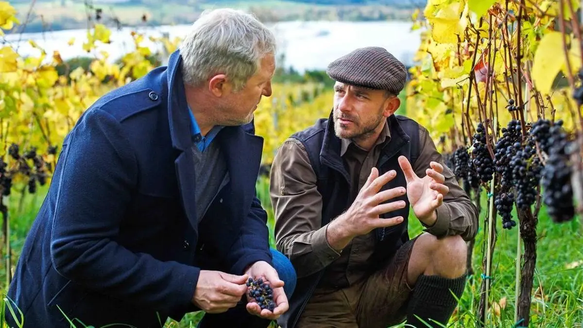 Harald Krassnitzer und Marcus Gruze am Weingut „Georgium“