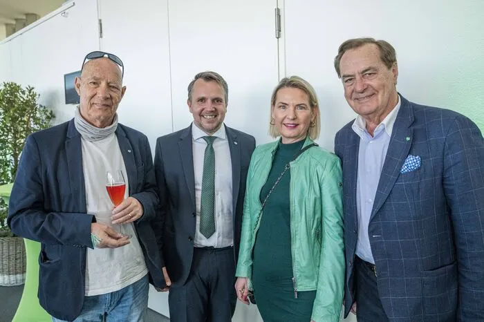 Hannes und Claudia Rossbacher mit Michael Feiertag und Rudi Roth