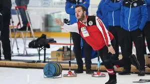 WALDKRAIBURG,GERMANY,09.MAR.24 - ICE STOCK SPORT - IFI European Championships, team competition, men. Image shows Patrick Solboeck (AUT).
Photo: GEPA pictures/ Mathias Mandl