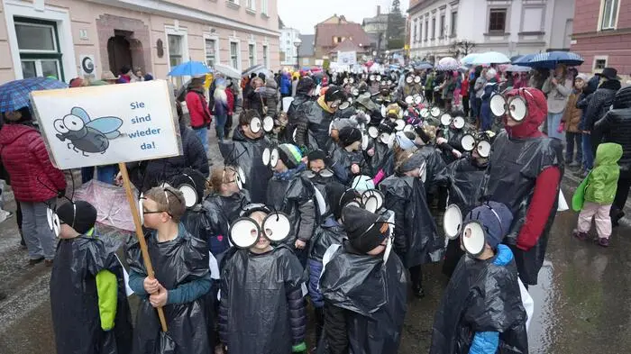 Und auch wieder da waren die mittlerweile schon sehr bekannten Eisenerzer Fliegen, die beim Umzug Spaß hatten, für den sie sonst eher nicht sorgen.