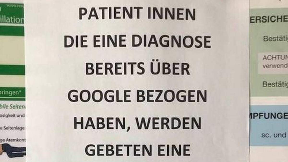 Mit diesem Hinweis sorgt der Arzt für Lacher