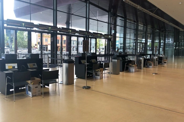 Hier fand der Check-in statt mit Identitätskontrolle