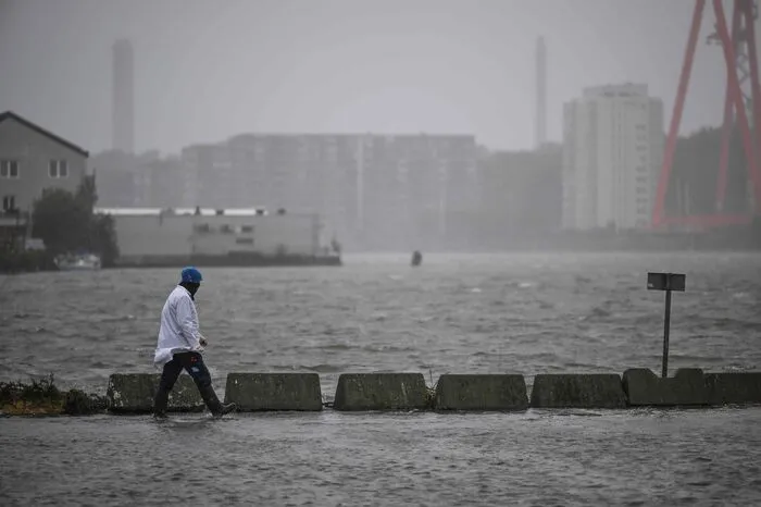 Auch der Fischereihafen Fiskhamnen war von den Überflutungen betroffen.