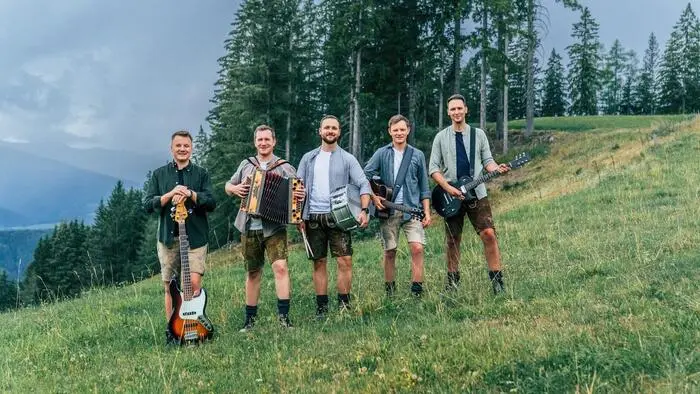 „Die Blechquetscher“: Clemens Sattler, Florian Leitner, Elias Wanner, Johannes Sattler, René Mörth