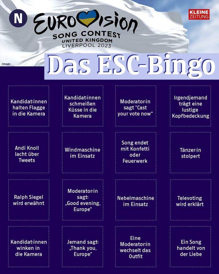 Das ESC-Bullshit-Bingo darf am Samstagabend nicht fehlen
