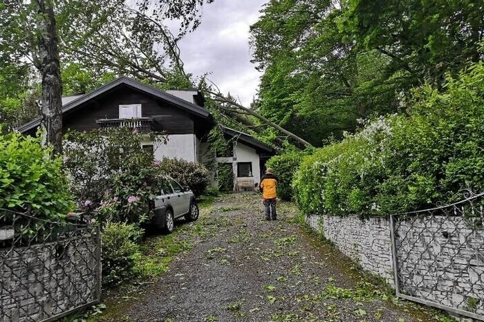 In der Rannachstraße in Gratkorn lautete der Einsatzbefehl für die FF: "Baum auf Haus". Hier war man eineinhalb Stunden lang Montagfrüh im Einsatz.