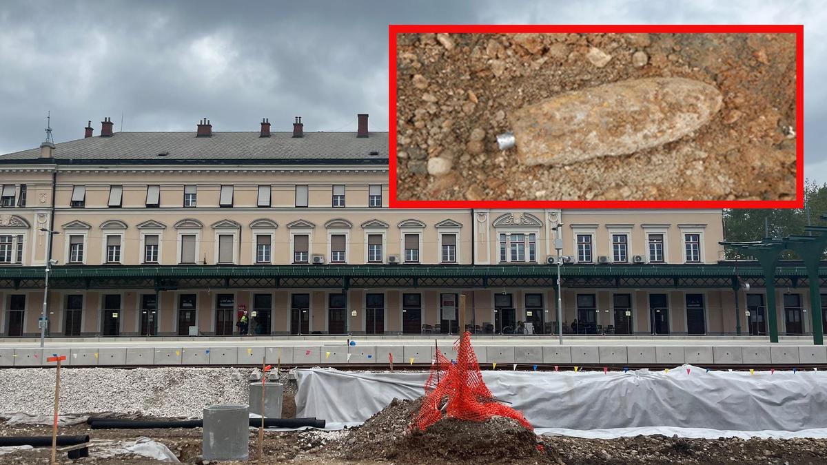 Fliegerbombe aus dem Zweiten Weltkrieg wird am Sonntag am Bahnhof in Nova Gorica entschärft. 