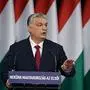 Hungarian Prime Minister and Chairman of the governing FIDESZ party Viktor Orban delivers his annual state of the nation speech in front of his party members and sympathizers at Varkert Bazar cultural center in Budapest on February 16, 2020. (Photo by Attila KISBENEDEK / AFP)