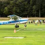 Leichtflugzeug bei einer Ziellandung am Flugplatz Weiz-Unterfladnitz bei der Staatsmeisterschaft 2018