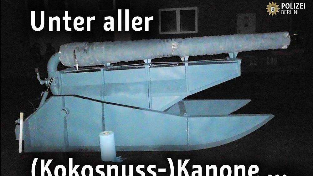 Die Polizei veröffentlichte Bilder von der Kokusnuss-Kanone auf Facebook