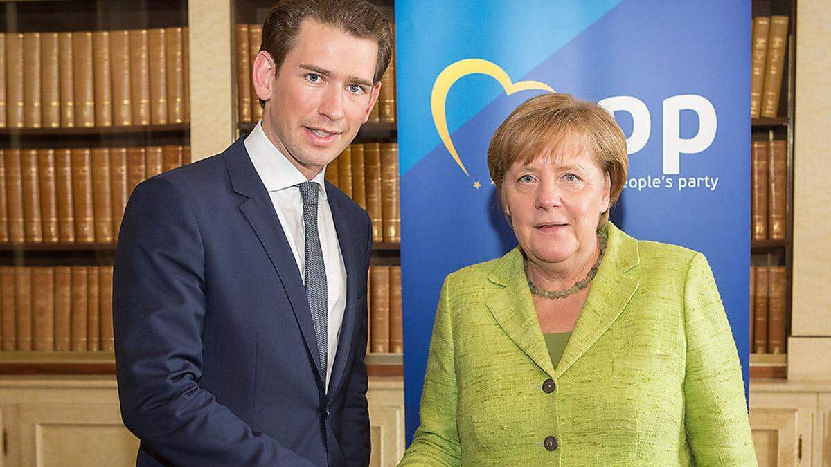 Kurz und Merkel beim EVP-Gipfel