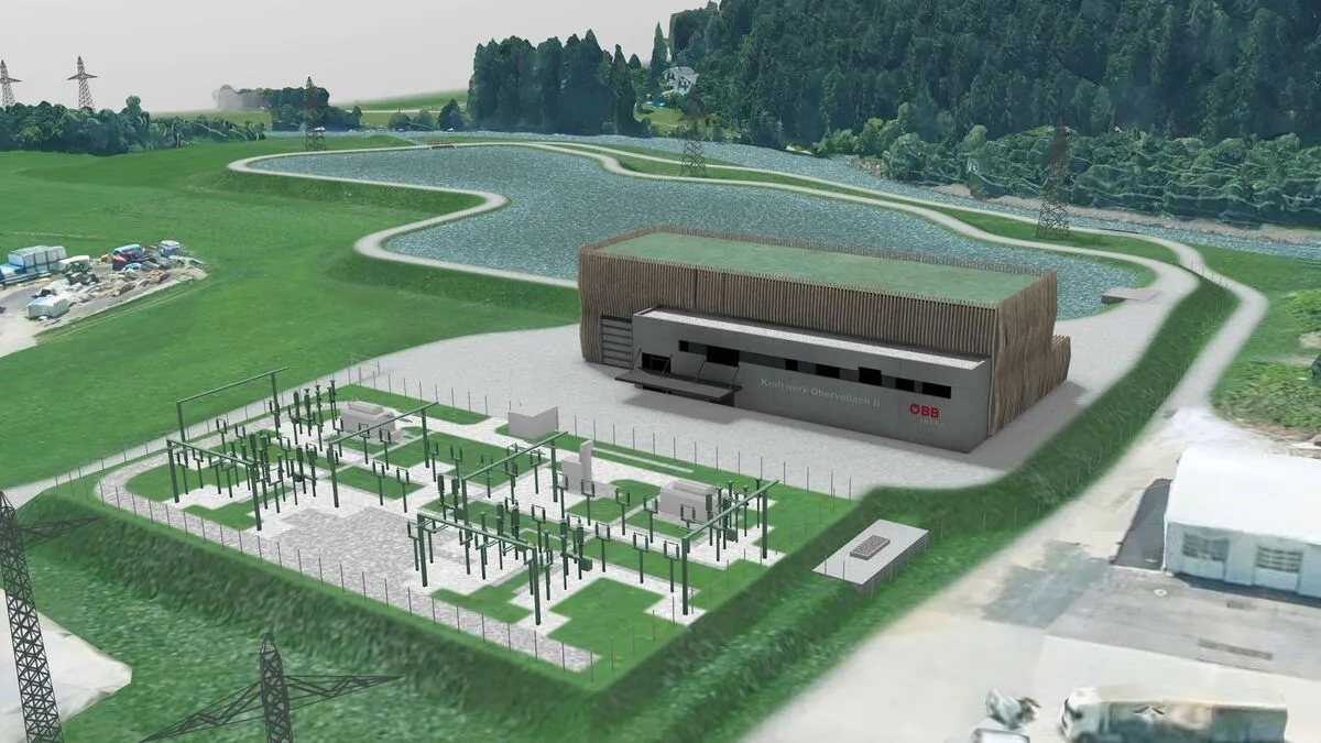 Eine Visualisierung der fertigen Kraftwerksanlage Obervellach II 