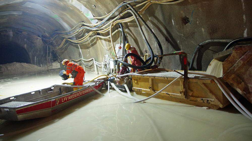 Wassereinbruch bei der Baustelle Semmeringbasistunnel