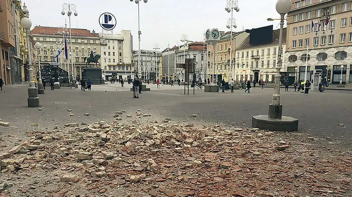 Nach dem Erdbeben von Sonntagmorgen: der Hauptplatz von Zagreb