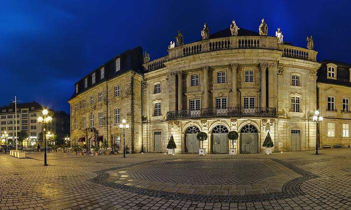Unesco-Welterbe: Das Markgräfliche Opernhaus, ein Theaterbau des 18. Jahrhunderts, nach der Restaurierung 2018 wiedereröffnet und nun Schauplatz von Bayreuth Baroque