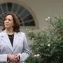 WASHINGTON, DC - SEPTEMBER 22:  U.S. Vice President Kamala Harris listens during a Rose Garden event on gun safety at the White House on September 22, 2023 in Washington, DC. The White House hosted the event to discuss the gun crisis in the nation. (Photo by Alex Wong/Getty Images)
