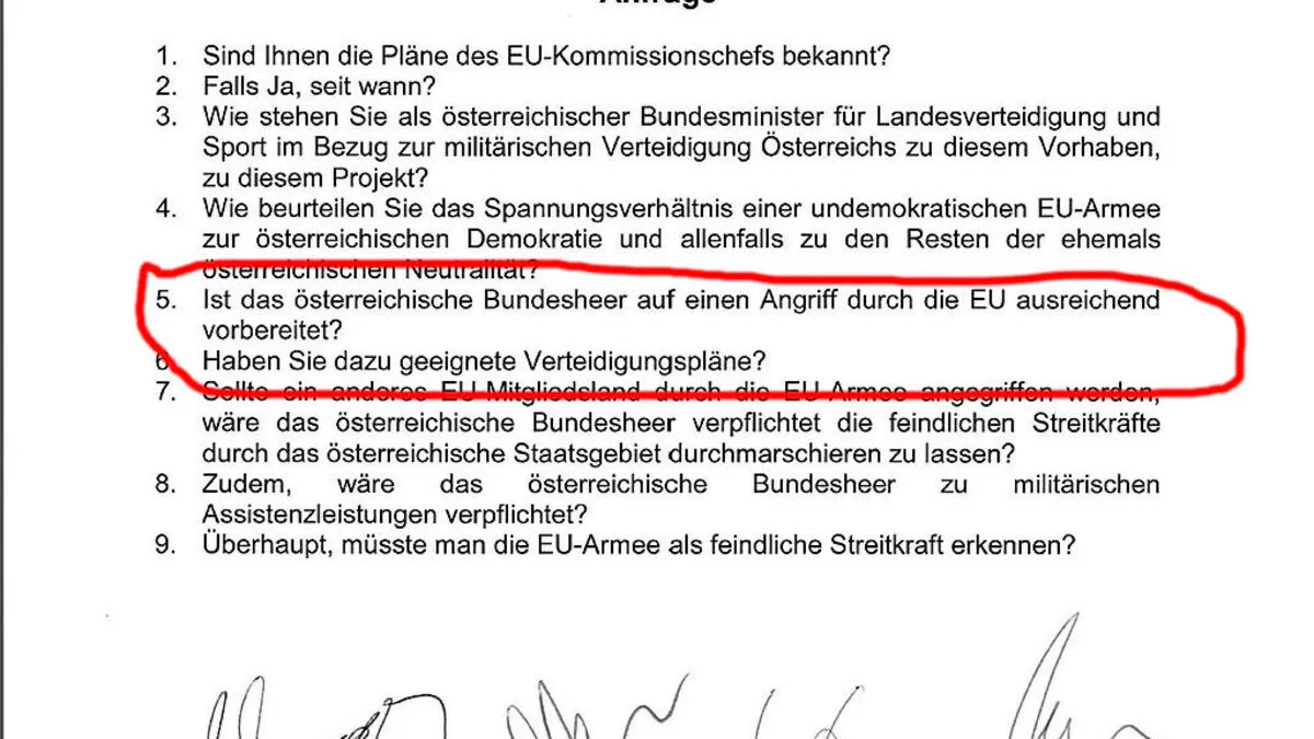 Die Anfrage im Wortlaut. Quelle: parlament.gv.at