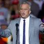 Former Republican presidential candidate Robert F. Kennedy Jr. gestures as he speaks ahead of Former US President and Republican presidential candidate Donald Trump at a campaign rally at the Fiserv Forum in Milwaukee, Wisconsin, November 1, 2024. (Photo by KAMIL KRZACZYNSKI / AFP)