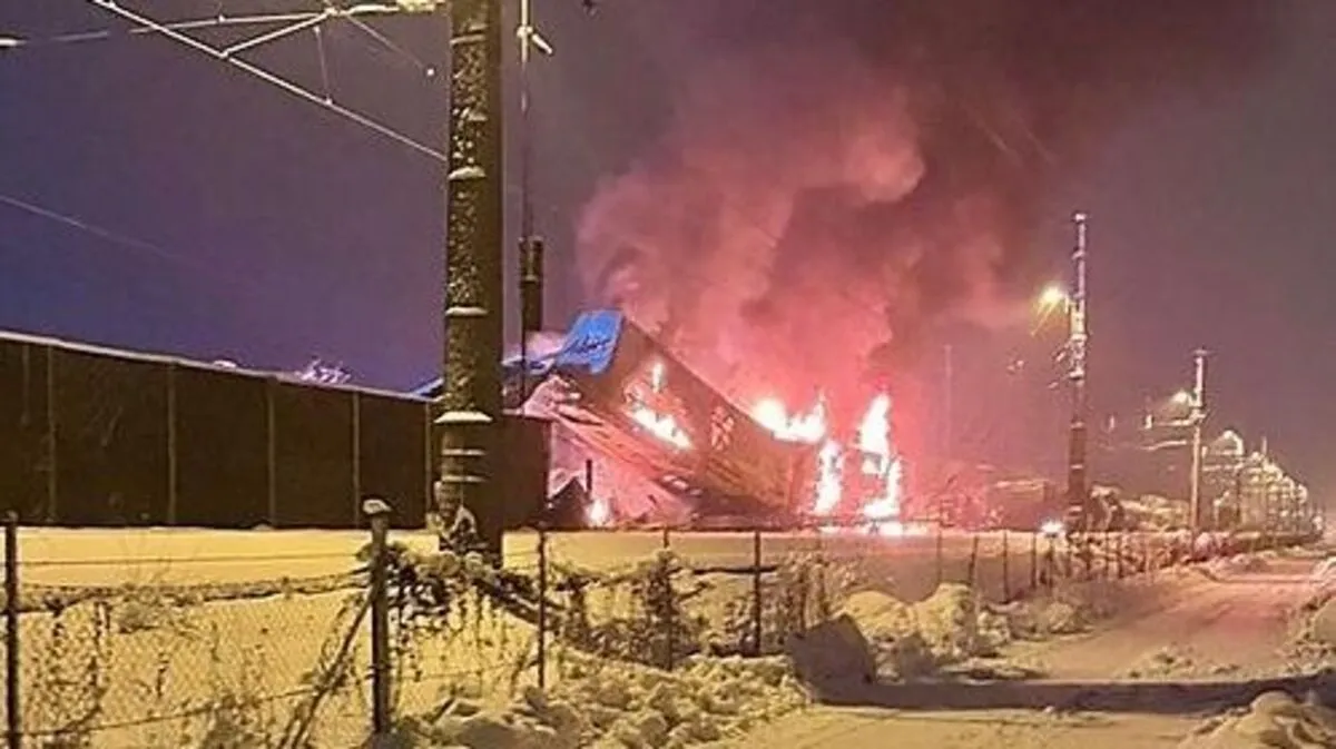 Aus beschädigten Tankwaggons traten bis zu 80.000 Liter Kerosin aus