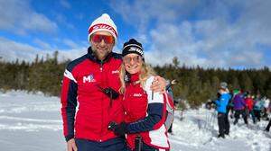 Stefan Mayer und seine Freundin Gabriela Jaindl organisieren die Dating-Schneeschuhwanderung