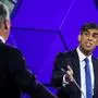Britain's Prime Minister and Conservative Party leader Rishi Sunak, speaks during a live TV debate, hosted by The BBC, in Nottingham, on June 26, 2024, in the build-up to the UK general election on July 4. (Photo by Phil Noble / POOL / AFP)