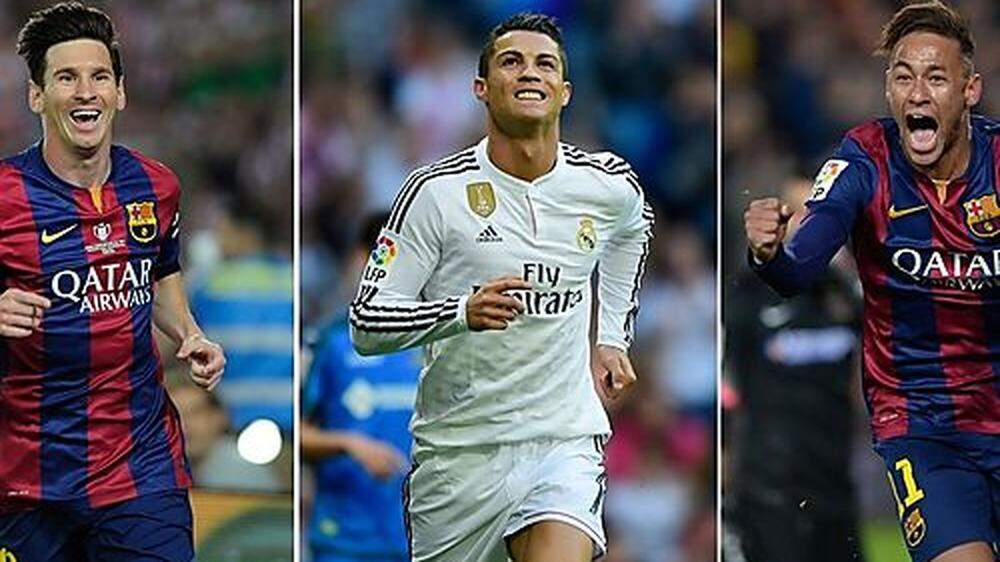 Messi, Ronaldo oder Neymar (von links) - einer aus diesem Trio wird Weltfußballer des Jahres 2015