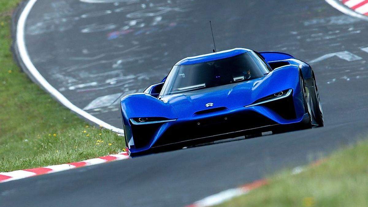 Der Nio EP9 bei seiner Rekordfahrt auf der Nordschleife