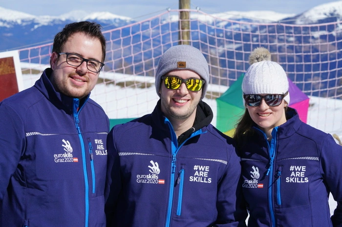 Maler-Weltmeister Michael Tobisch, Sebastian Gruber und Christina Peinthor.