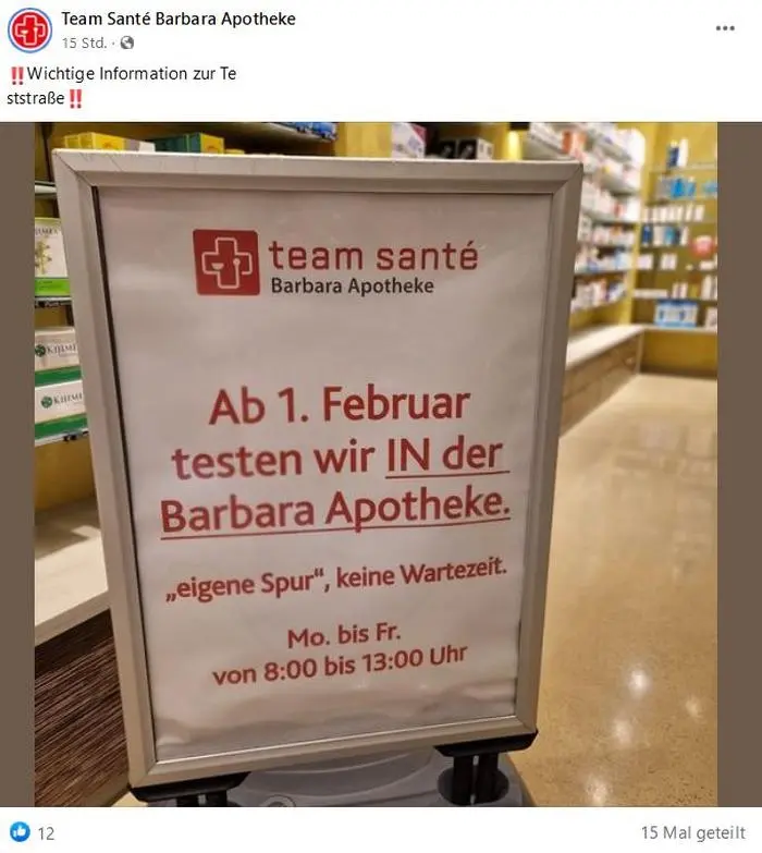 Neue Testmöglichkeit in Wolfsberg ab 1. Februar