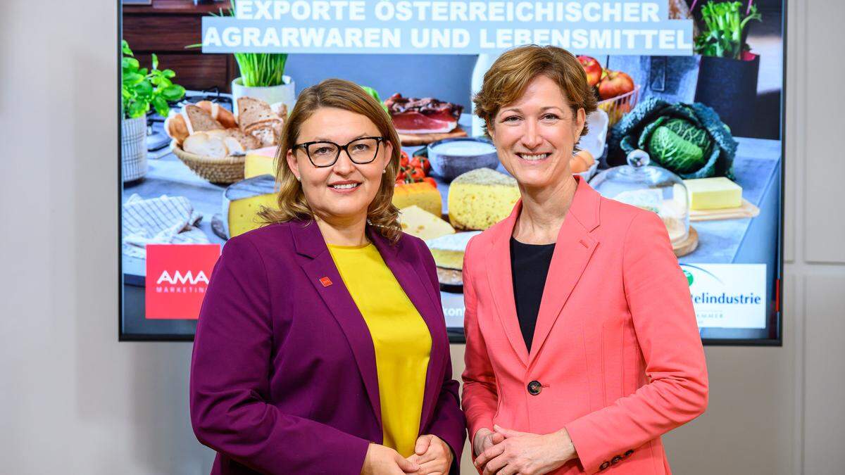 Christina Mutenthaler-Sipek, Geschäftsführerin AMA-Marketing, und Katharina Koßdorff, Geschäftsführerin Fachverband der Lebensmittelindustrie