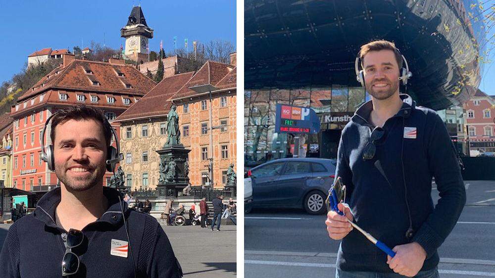 Stadtführer David Zottler führt via Internet durch Graz