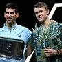 Jungstar Holger Rune (rechts) und Altmeister Novak Djokovic
