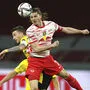 Marcel Sabitzer und Leipzig hatten anders als bei diesem Kopfballduell gegen Dortmund nicht die Oberhand.