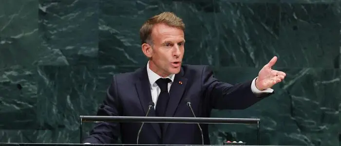 Emmanuel Macron bei seiner Rede in New York