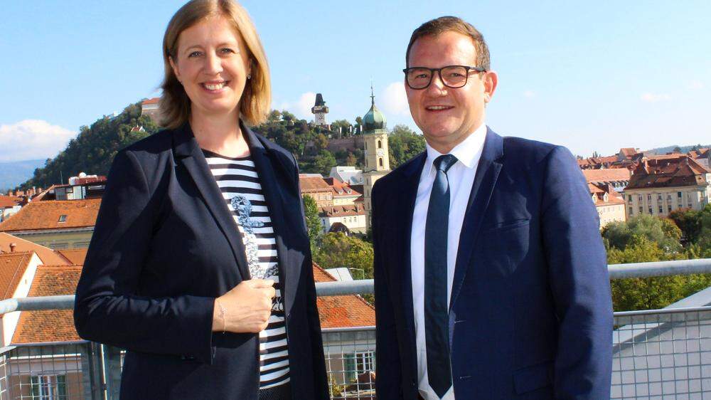 Wirtschaftslandesrätin Barbara Eibinger-Miedl mit dem künftigen Geschäftsführer des ACstyria, Thomas Krenn