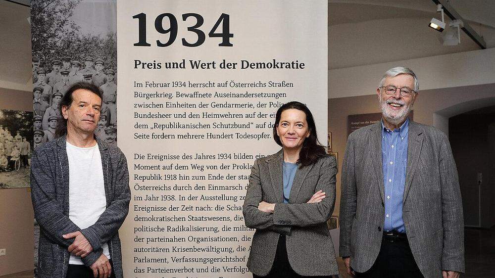 Die Köpfe hinter der Ausstellung: Heimo Halbrainer, Bettina Habsburg-Lothringen und Helmut Konrad