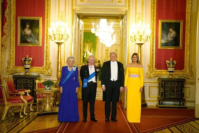 König Charles III. und Königin Camilla begrüßten Donald und Melania Trump am Abend zu einem Staatsbankett auf Schloss Windsor – royaler Prunk trifft US-Power.
