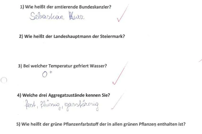 Immerhin: 3 von 5 Fragen richtig
