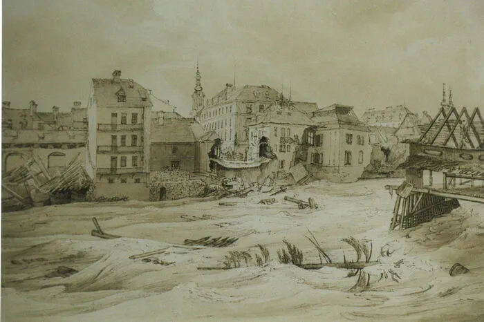 1827 riss ein Hochwasser den Gries- wie auch den Lendkai weg.