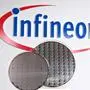 Randmotiv:20 und 30 cm Waver vor Infineon Logo,Firmenemblem,Sachaufnahme. Jahrespressekonferenz INFINEON Technologies AG am 12.11.2024 in Neubiberg. *** Edge motif 20 and 30 cm waver in front of Infineon logo, company emblem, factual image Annual press conference INFINEON Technologies AG on 12 11 2024 in Neubiberg