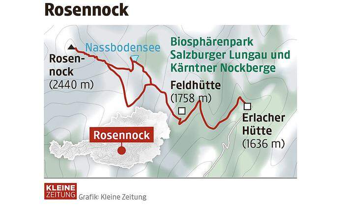 Die Route auf den Rosennock
