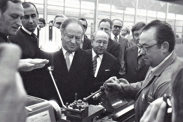 November 1978: Bundeskanzler Bruno Kreisky bei der Eröffnung von Eumig Fohnsdorf, das sich später zur AT&amp;S entwickelte