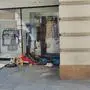 Lager eines Obdachlosen mitten am Hauptplatz