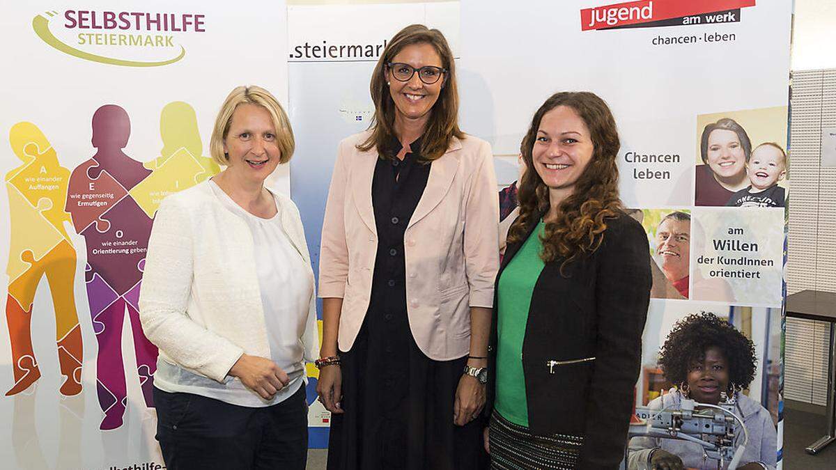 Das Selbsthilfe-Team (von links): Klaudia Grebien (Assistenz), Elisabeth Bachler (Leitung) und Veronika Wetzelhütter (Sozialarbeiterin) 