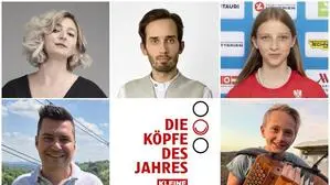 Sind in der Kategorie Newcomer nominiert: Jana Scherr, Markus Schmidt, Sandra Pink, Nico Tausch und Johannes Pichler (im Uhrzeigersinn)