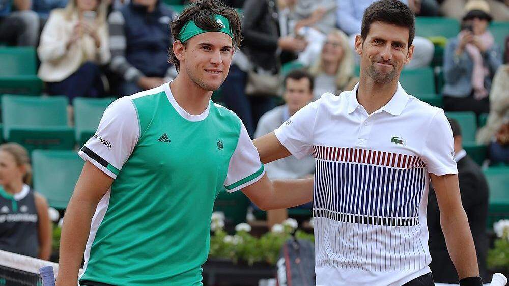 Dominic Thiem (links) und sein Monte-Carlo-Gegner Novak Djokovic