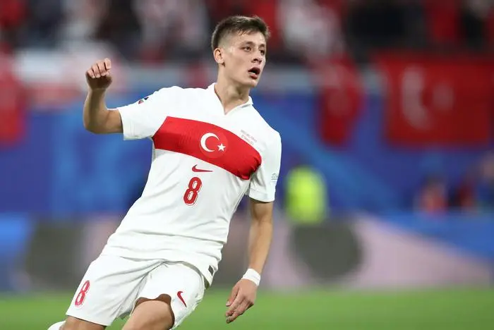 02.07.2024, xtgx, Fussball EM 2024 1/8 Finale, Österreich - Türkei emspor, v.l. Arda Güler Gueler Türkei Tuerkei UEFA REGULATIONS PROHIBIT ANY USE OF PHOTOGRAPHS as IMAGE SEQUENCES and/or QUASI-VIDEO Leipzig *** 02 07 2024, xtgx, European Football Championship 2024 1 8 Final, Austria Turkey emspor, v l Arda Güler Gueler Turkey Turkey UEFA REGULATIONS PROHIBIT ANY USE OF PHOTOGRAPHS as IMAGE SEQUENCES and or QUASI VIDEO Leipzig