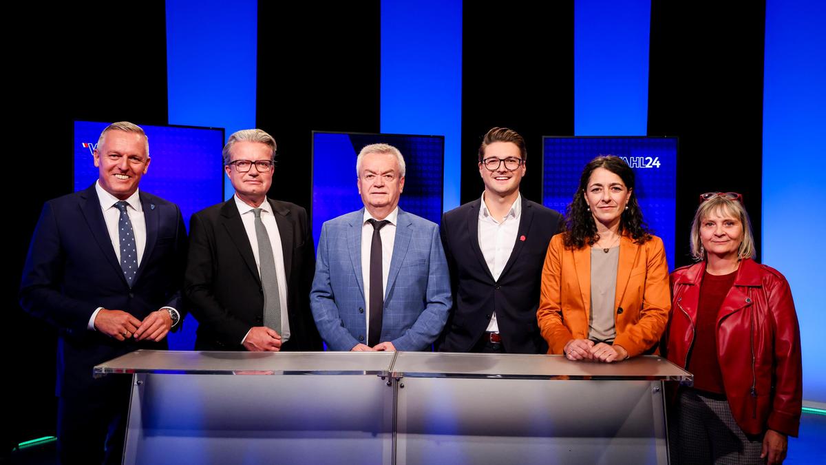 Stellen sich im November der Wahl: Mario Kunasek (FPÖ), Christopher Drexler (ÖVP), Anton Lang (SPÖ), Niko Swatek (Neos), Sandra Krautwaschl (Grüne) und Claudia Klimt-Weithaler (KPÖ)